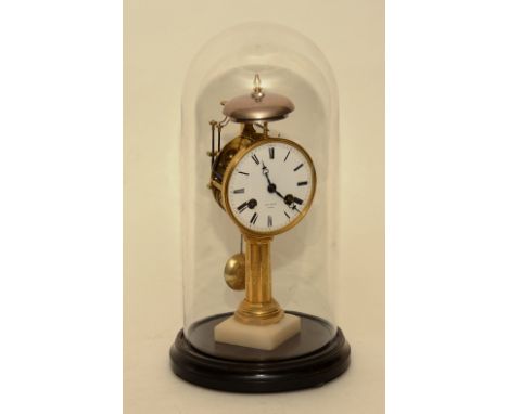 A French quarter striking mantle clock, signed Hry Marc, Paris, c.1900, with twin barrel movement, quarter striking on bell, 