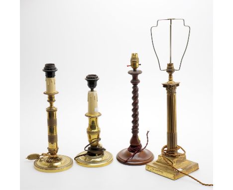 
	
		Five assorted modern table lamps, including a three light lamp, silvered metal and off white enamel painted, 62.5cms hig