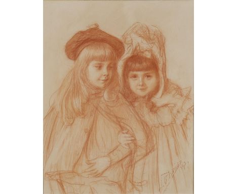 
	
		J Gt D*** (French school late 19th century)
		Portrait of two children
		Sanguine
		Signed indistinctly and dated 1893
	