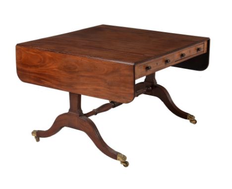 
	
		Y&nbsp;A Regency mahogany and ebony inlaid sofa table, circa 1820, the rectangular top above frieze with arrangement of 