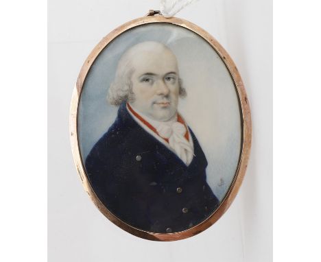 
	
		Y&nbsp;Attributed to Joseph Bowring (circa 1760- 1817), portrait miniature on ivory of a man, signed with initials JB, g