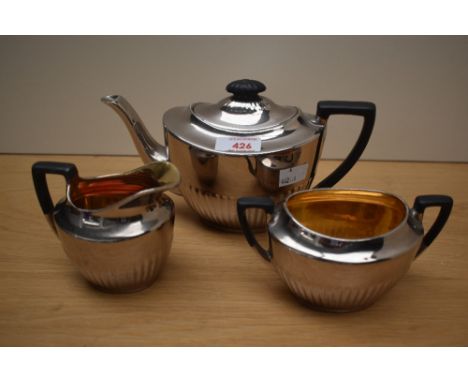 A vintage Art Deco Devon Ware Silverine tea set.