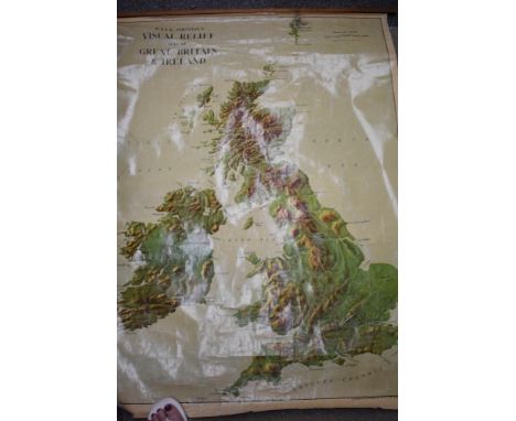 A W &amp; AK Johnston's Visual Relief Map of Great Britain &amp; Ireland natural scale 1:980,000. AF