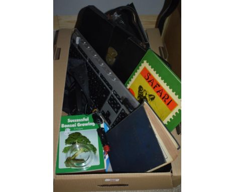 A miscellaneous selection of items including a vintage attache case, an Acer keyboard and memory stick, a Cobra Traffic Warni