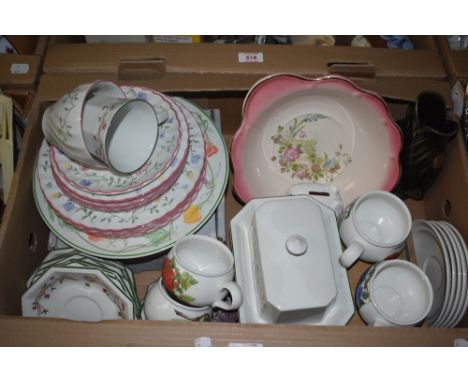 Three assorted part tea/dinner services including Johnson Bros-Eternal Beau (17 pieces) with matching butter dish, Johnson Br