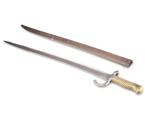A CHASSEPOT BAYONET, with scabbard. 68.5cm long excl. scabbardCONDITION REPORTIn good condition, the scabbard with surface ru