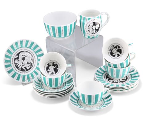 DAME LAURA KNIGHT DBE, RA, RWS (1877-1970) FOR FOLEY, A TEA SERVICE FOR SIX PERSONS, comprising six cups, saucers and side pl