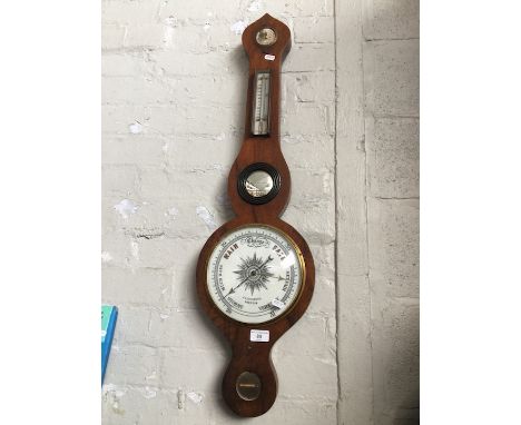 A J.J Lockwood Victorian mahogany barometer with thermometer and spirit level  