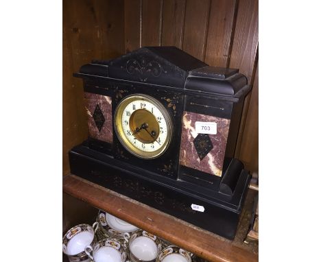 Black slate and marble mantel clock  