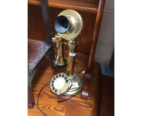 A vintage brass telephone  