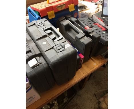 A quantity of boxed tools - 2 toolboxes, angle grinder, screwdrivers, etc  