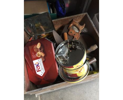 A box of misc tools - garden and garageware  