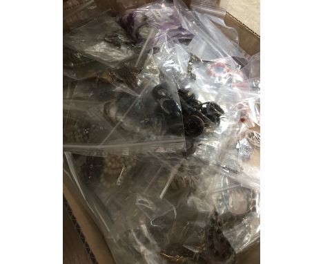 A box of vintage and modern necklaces  
