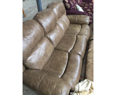 A 3 seater brown leather reclining sofa  