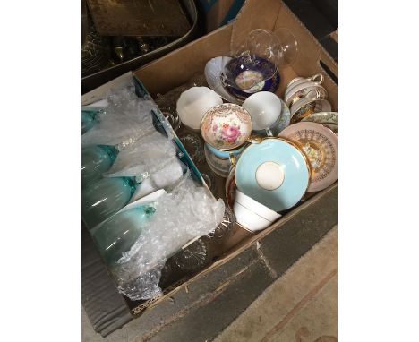 Box of china and glassCondition: all cups and saucers are good overall, no signs of any damage, wear to decoration only, vari