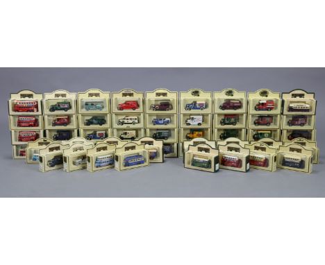 Fifty-two Lledo “Days Gone” die-cast scale model vehicles, each with window box.
