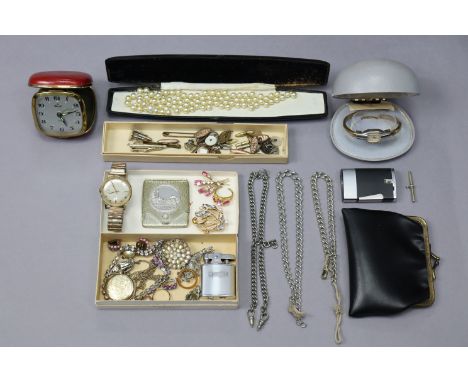 A Timex gent’s wristwatch; a ladies’ wristwatch; two cigarette lighters; &amp; various items of costume jewellery.