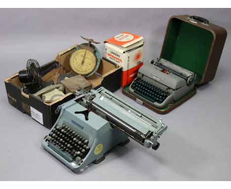 Two vintage typewriters; a Salter’s household scale; a vintage telephone &amp; sundry other items.