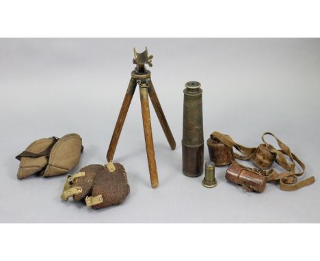 A WWI British brass three-draw telescope with leather covered tube, by R &amp; J BECK LTD of London, 1917 (No. 25025), 36” (o