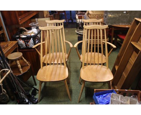 Set of 4 Ercol Light Elm Shaker style dining chairs