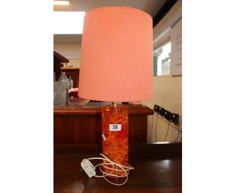 Retro Orange Acrylic Lamp base with shade 