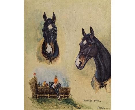 Oil on canvas portrait of racing horse Paradise Beach by famed equestrian artist Luke Sykes signed &amp; dated 26/1/1974.  53