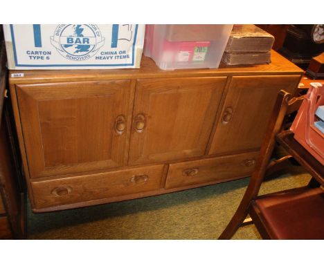 Ercol Blond Elm Sideboard of 3 Cupboards above drawer base