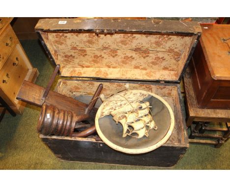 Vintage travelling trunk and assorted bygones 