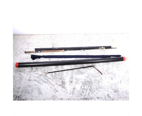 Quantity of fishing rods and accessories, including: line driers, fly making bench clamps, bags, waders, and mostly carbon fi
