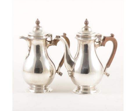 George III style four-piece silver teaset, William Comyns &amp; Sons Ltd, London 1929, comprising pear-shape coffee pot, 24oz