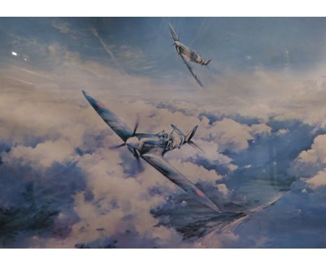 After Robert Taylor, signed by Sir Douglas Bader and Vice Marshall Johnnie Johnson, colour print, 33cm x 47cm.