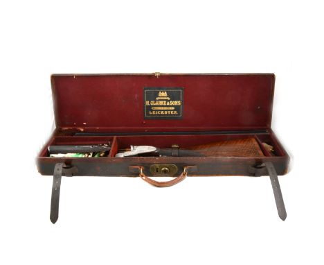 A 12-bore side by side double barrel shotgun, by Henry Clarke, Leicester, serial no. 10243, 28" barrels, extended walnut stoc