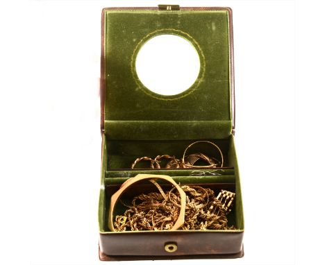 A quantity of 9 carat yellow gold jewellery, rope design necklaces and bracelets, a gate link bracelet with padlock fastener,