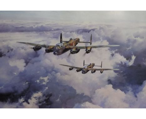 After Robert Taylor, The Lancaster VC's, signed by Norman Jackson and Bill Reid, colour print, 32cm x 46cm.