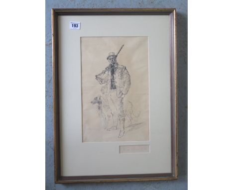 John Stanton Ward sketch of a man with shotgun and dog ,signed John Ward R A 53x38cm in a gilt frame. 
