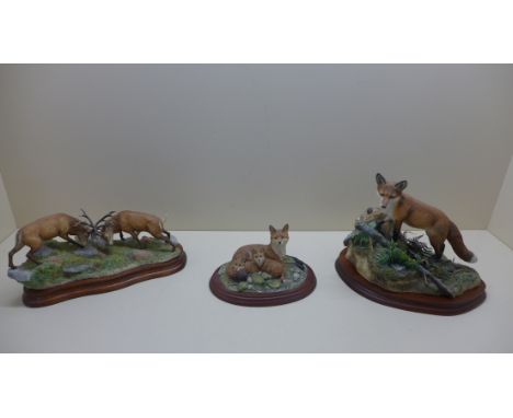 3 x Border fine art sculptures - Family portrait, Holding the High Ground and Fox - all appear good - no boxes 