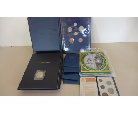 A collection of coins to include 5 wallets, Britains first decimal coins of Great Britain. 2 x 1999 last coins of the 20th ce
