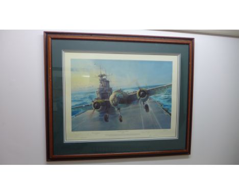 Into the Teeth of the Wind - print by Robert Taylor 499/550 with signatures, some knocks to frame and ripple to print, otherw
