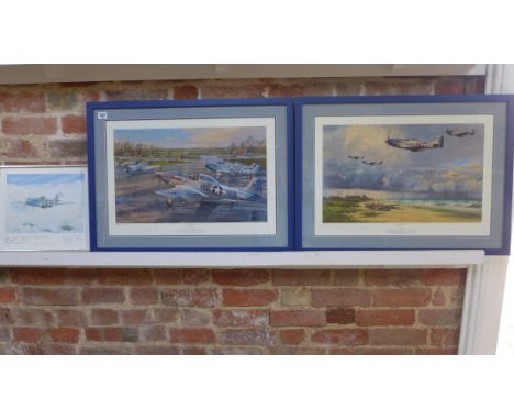 Two signed Anthony Saunders prints - Beyond the Storm and Checking Out 39/225 and a signed mustang print frame sizes 53 x 72 