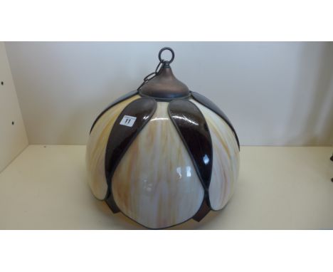 A leaded glazed ceiling lamp 38cm diameter, 35cm tallIn good condition 
