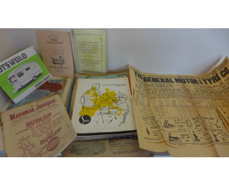 A collection of about twenty trade catalogues from 1926 onwards, Edision Bell Gramophones, Swift Cycles, Phillips Cycles, Eus