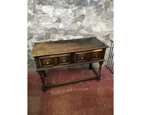 A solid oak 2 drawer console table 