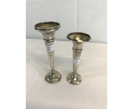 2 Birmingham silver fluted vases 