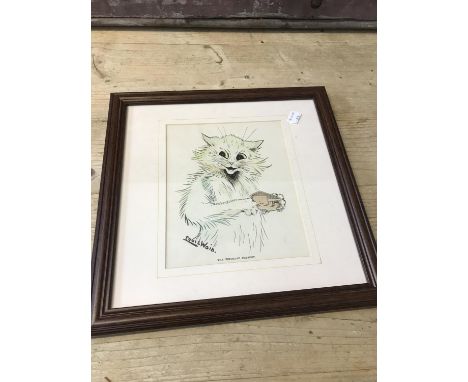 Louis Wain print titled 'The birthday present' 