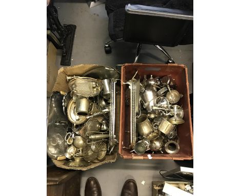 2 Large boxes full of EP & Silver plated wares 