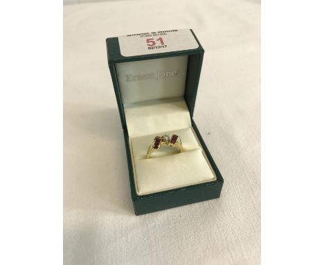 18ct Gold ladies diamond & Ruby set ring (Ruby Stone missing) 