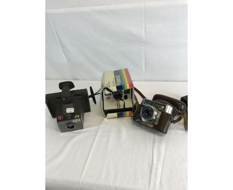 Voigtlander 11B camera & 2 polaroid land cameras 