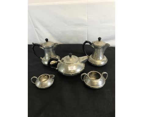 Arts & crafts 5 piece pewter tea/coffee service 