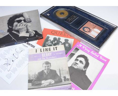 Music Memorabilia,  a collection of Music related items including Sheet Music (inc Johnny Cash, Carole King, Gerry and the Pa