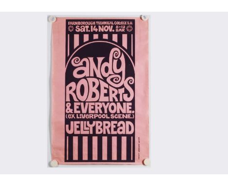 Jellybread / Andy Roberts Concert Poster, a Poster for the Andy Roberts / Jellybread gig at Farnborough Technical College Sat